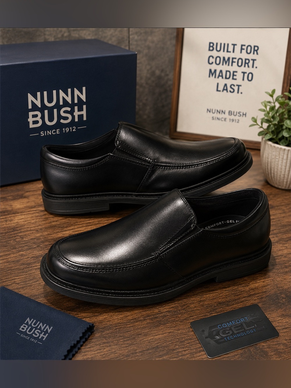 Nunn Bush Tucker Black Slip Resistant Work Loafers Size 11W NIB